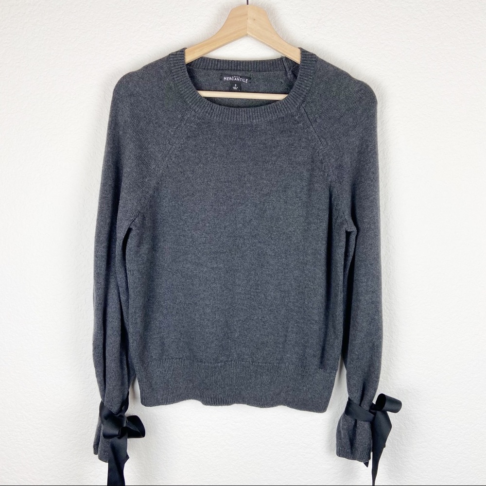 J. Crew Mercantile Gray Tie Bell Sleeve Sweater S
